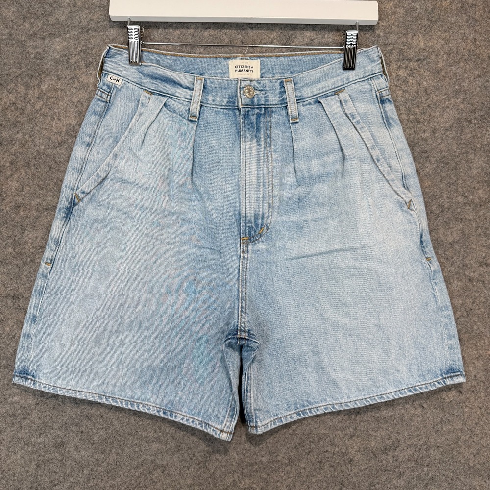 CItizens of Humanity Maritzy Denim Shorts Womens 27 Pleated High Rise 6" Inseam